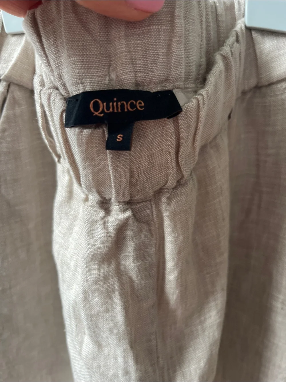 Quince Natural Beige Relaxed Linen Chinos with Elastic Waist
